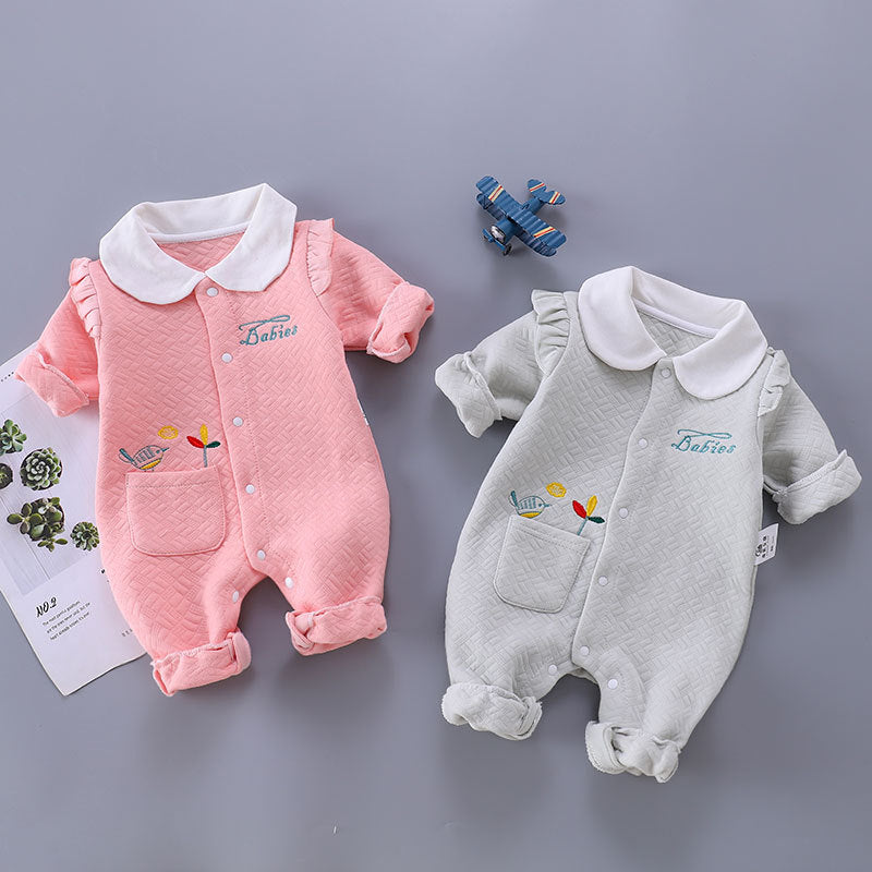 Baby Unisex Cartoon Embroidered Jumpsuits Wholesale 23021622