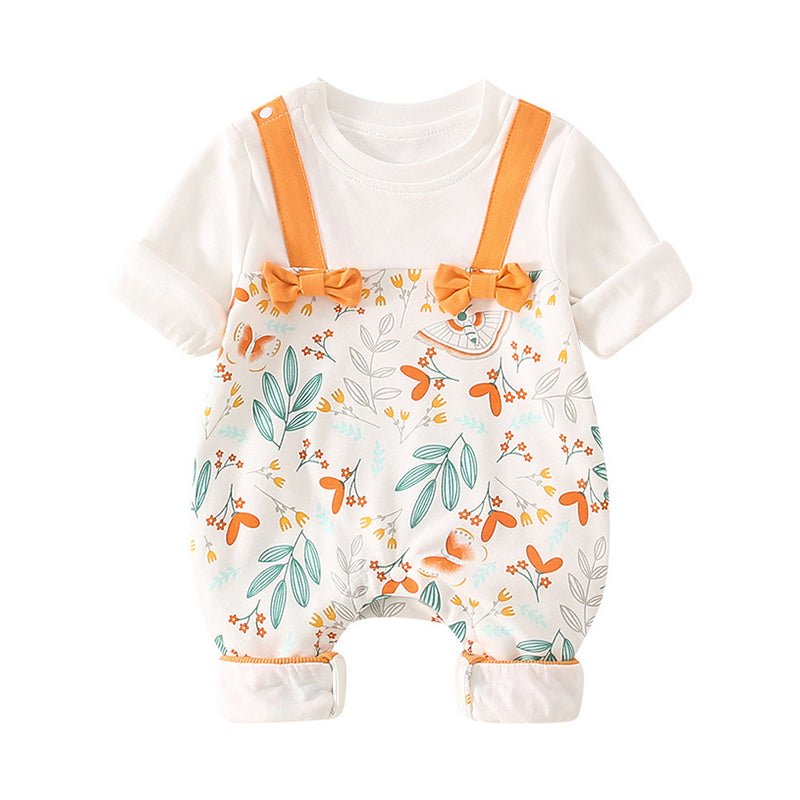 Baby Girls Flower Print Jumpsuits Wholesale 230216223
