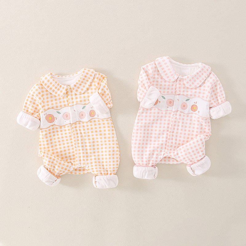 Baby Girls Fruit Checked Jumpsuits Wholesale 23021623