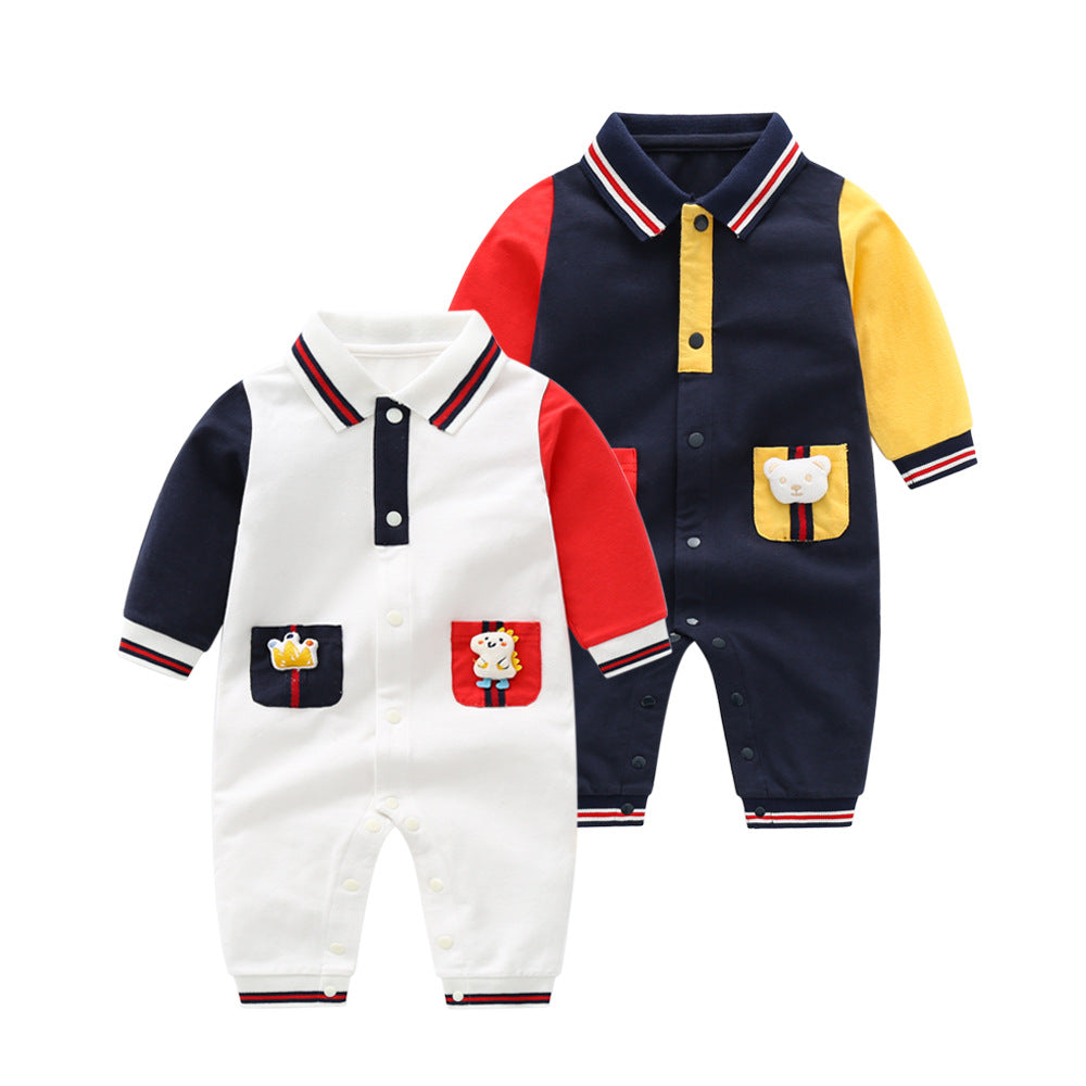 Baby Boys Color-blocking Dinosaur Jumpsuits Wholesale 23021625