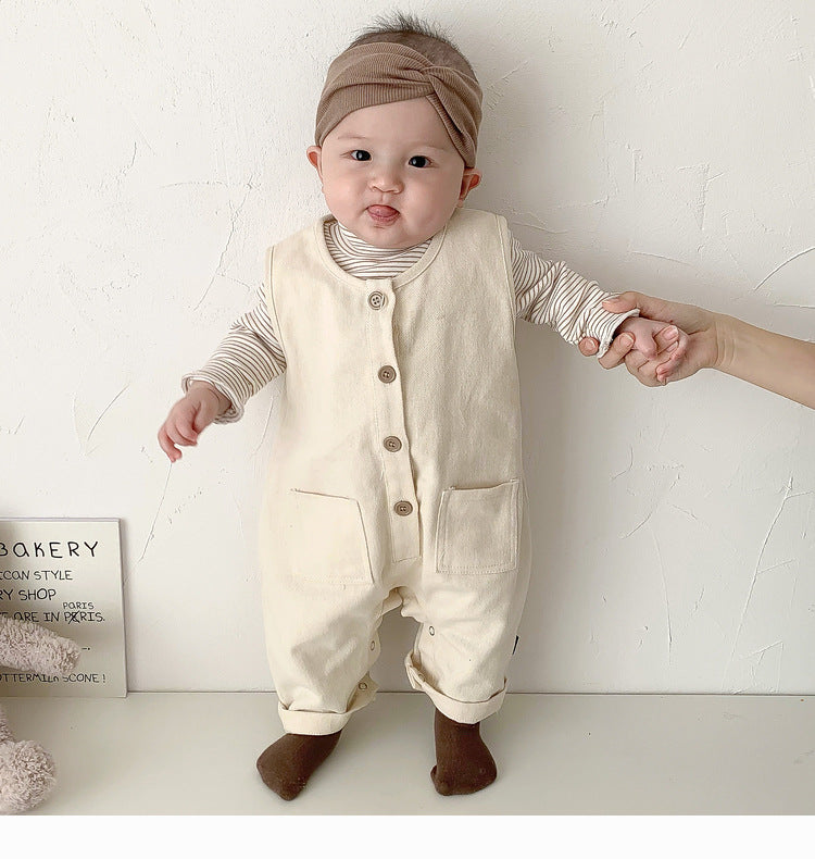 Baby Unisex Solid Color Jumpsuits Wholesale 23021631