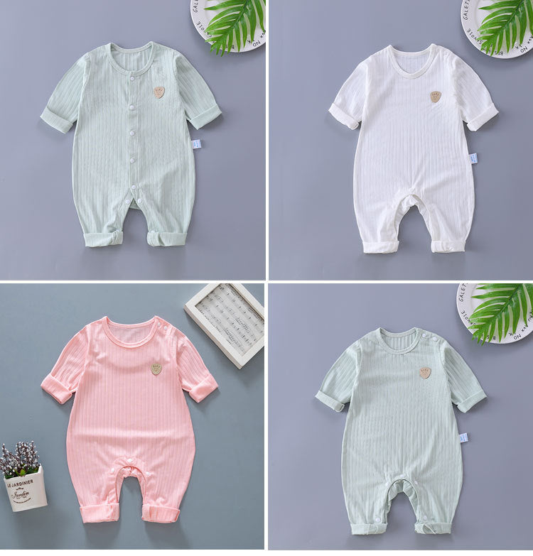 Baby Unisex Striped Cartoon Print Jumpsuits Wholesale 23021632