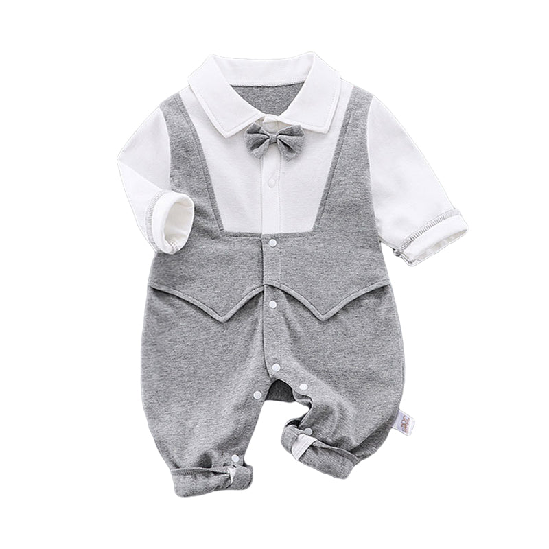 Baby Boys Color-blocking Bow Jumpsuits Wholesale 23021640