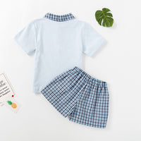Load image into Gallery viewer, 2 Pieces Set Baby Kid Boys Checked Polo Shirts And Shorts Wholesale 23021642
