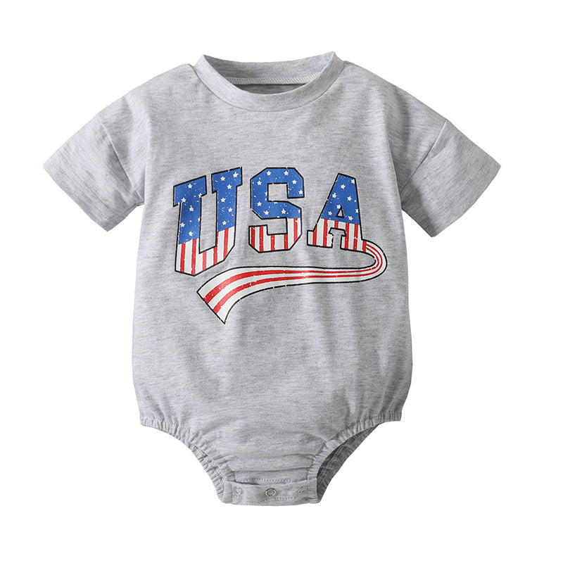 Baby Kid Unisex Letters Print Independence Day Rompers Wholesale 23021644