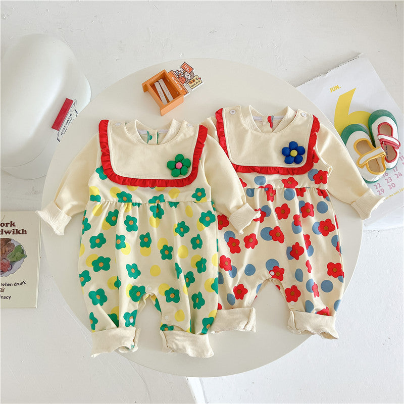 Baby Girls Flower Print Jumpsuits Wholesale 23021665