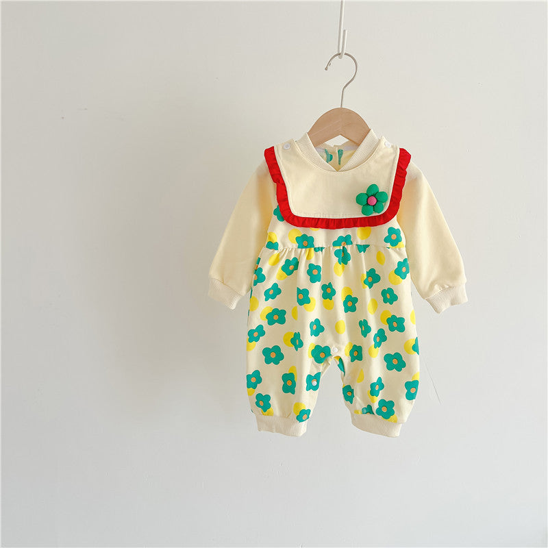 Baby Girls Flower Print Jumpsuits Wholesale 23021665