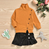 Load image into Gallery viewer, 2 Pieces Set Baby Kid Girls Solid Color Tops And Skirts Wholesale 23021668
