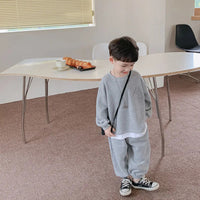 Load image into Gallery viewer, 2 Pieces Set Baby Kid Boys Solid Color Hoodies Sweatshirts And Pants Wholesale 23021669
