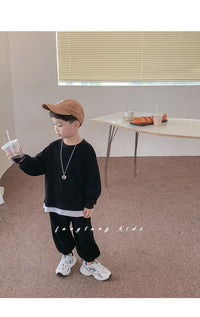 Load image into Gallery viewer, 2 Pieces Set Baby Kid Boys Solid Color Hoodies Sweatshirts And Pants Wholesale 23021669
