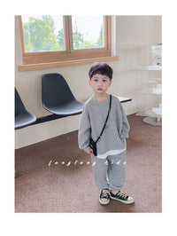 Load image into Gallery viewer, 2 Pieces Set Baby Kid Boys Solid Color Hoodies Sweatshirts And Pants Wholesale 23021669
