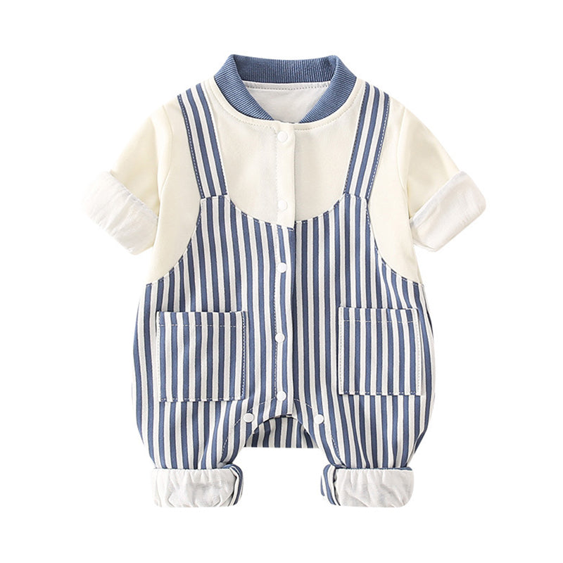 Baby Unisex Striped Jumpsuits Wholesale 23021671