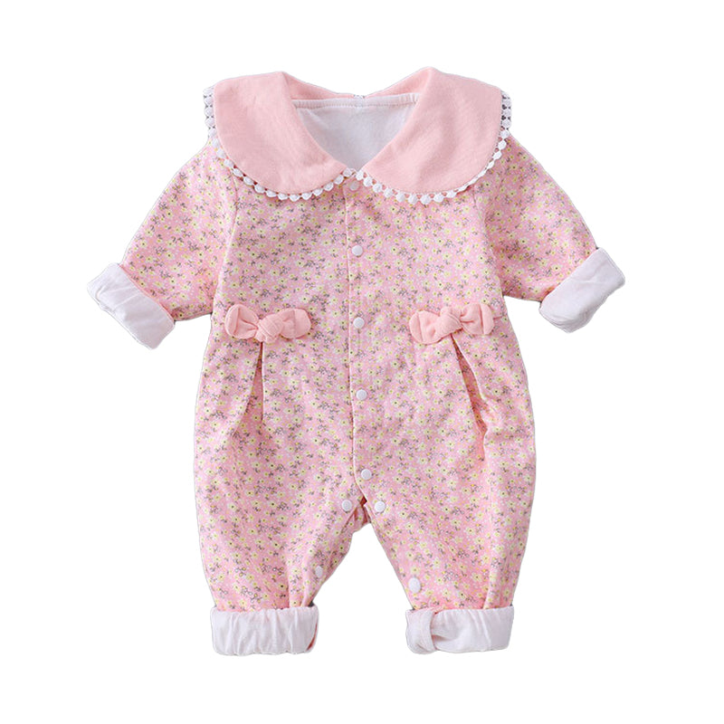 Baby Girls Flower Print Jumpsuits Wholesale 23021673