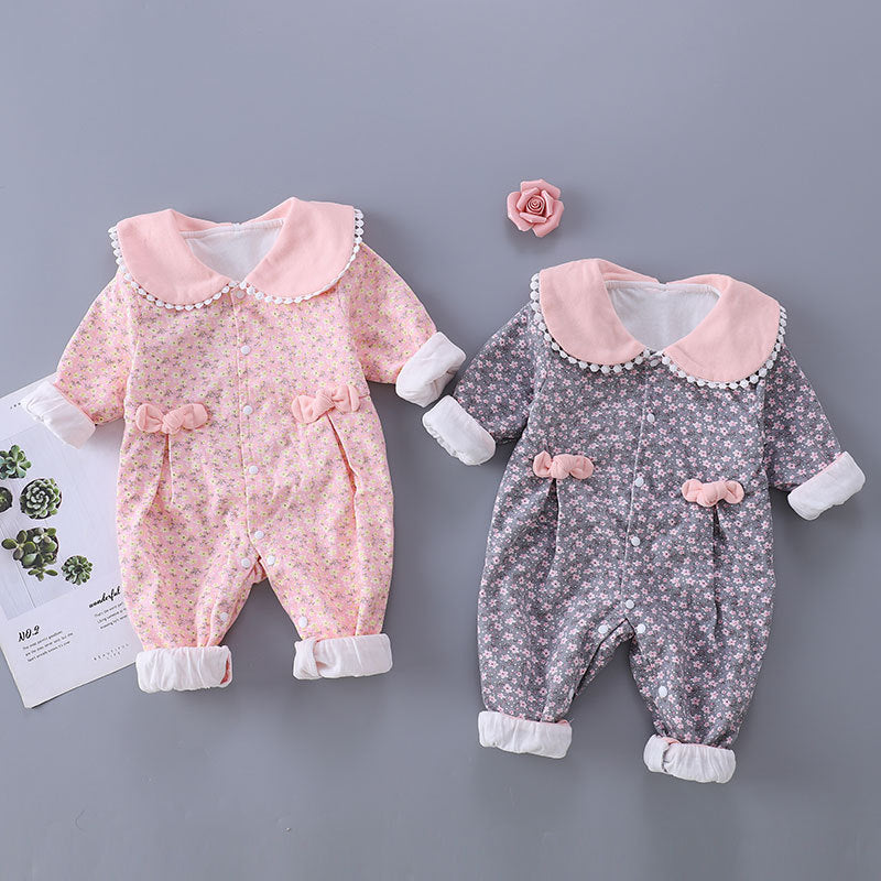 Baby Girls Flower Print Jumpsuits Wholesale 23021673