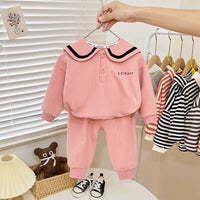Load image into Gallery viewer, 2 Pieces Set Baby Kid Girls Letters Hoodies Sweatshirts And Solid Color Pants Wholesale 23021677
