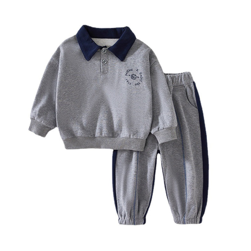 2 Pieces Set Baby Kid Boys Letters Hoodies Sweatshirts And Solid Color Pants Wholesale 23021680