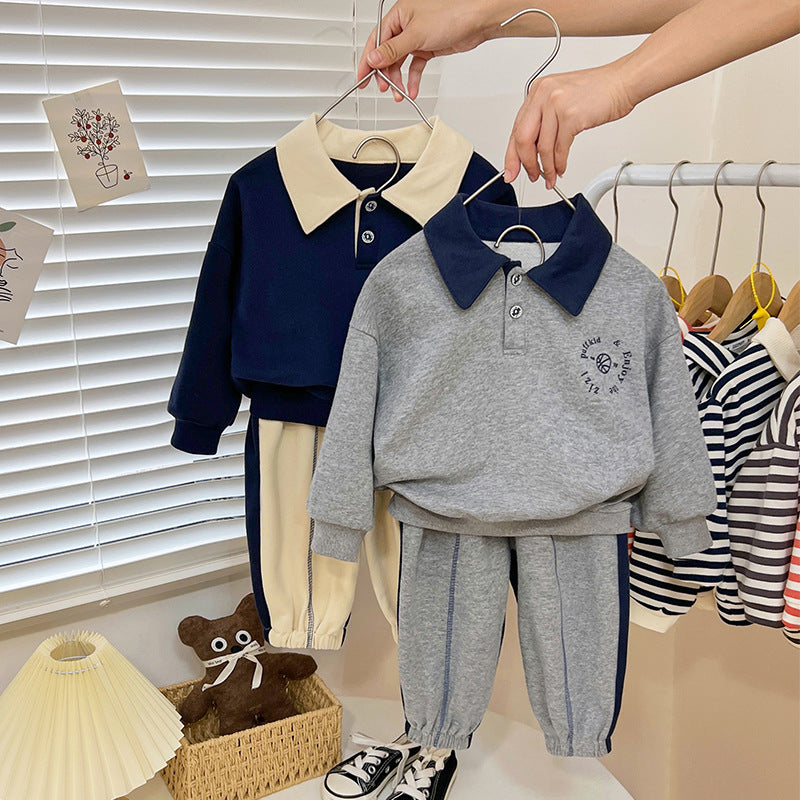 2 Pieces Set Baby Kid Boys Letters Hoodies Sweatshirts And Solid Color Pants Wholesale 23021680