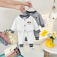 Load image into Gallery viewer, 2 Pieces Set Baby Kid Unisex Cartoon Jackets Outwears And Striped Pants Wholesale 23021687
