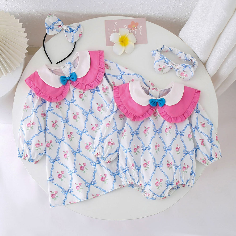Baby Girls Flower Print Rompers Wholesale 23021696