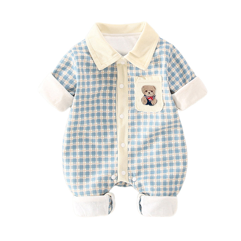 Baby Unisex Checked Jumpsuits Wholesale 23021697