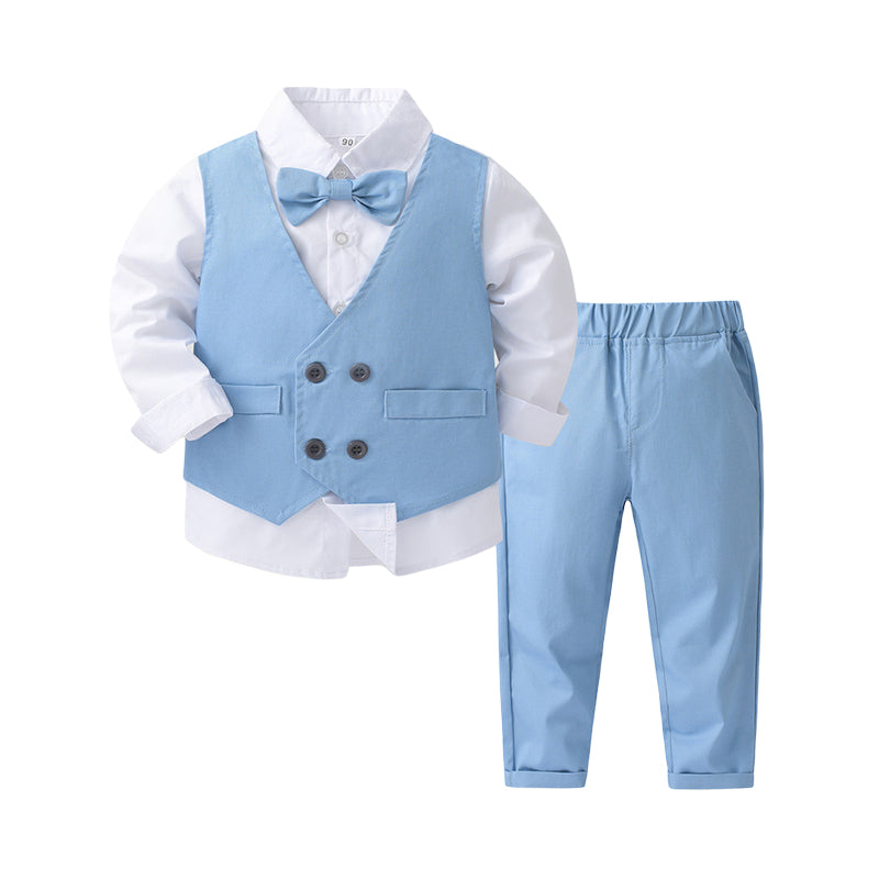 2 Pieces Set Baby Kid Boys Bow Shirts And Solid Color Pants Wholesale 23021699