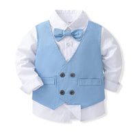 Load image into Gallery viewer, 2 Pieces Set Baby Kid Boys Bow Shirts And Solid Color Pants Wholesale 23021699
