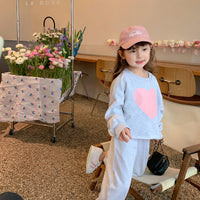 Load image into Gallery viewer, 2 Pieces Set Baby Kid Big Kid Girls Love heart Print Hoodies Sweatshirts And Pants Wholesale 230217212
