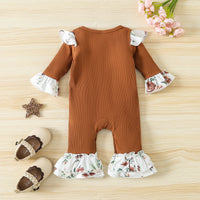 Load image into Gallery viewer, Baby Girls Letters Flower Muslin&amp;Ribbed Jumpsuits Wholesale 23021722
