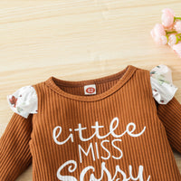 Load image into Gallery viewer, Baby Girls Letters Flower Muslin&amp;Ribbed Jumpsuits Wholesale 23021722
