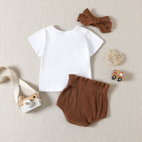 Load image into Gallery viewer, 3 Pieces Set Baby Girls Easter Letters Rabbit Print T-Shirts And Solid Color Shorts And Headwear Wholesale 230220127

