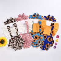 Load image into Gallery viewer, Baby Girls Color-blocking Flower Leopard Print Rompers Wholesale 23022014
