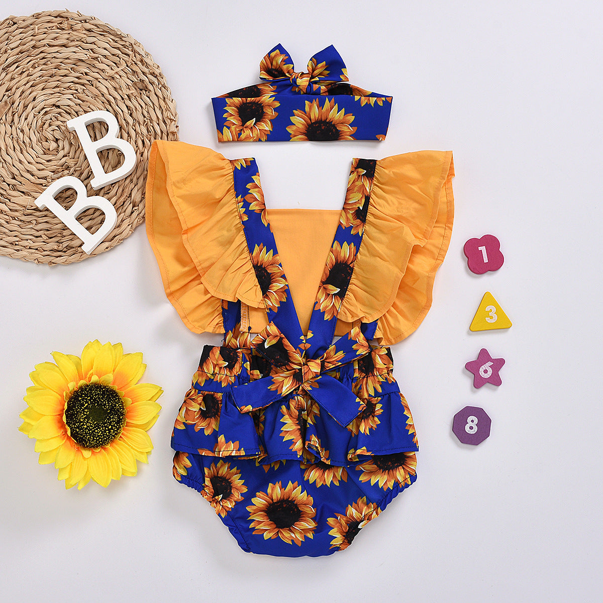 Baby Girls Color-blocking Flower Leopard Print Rompers Wholesale 23022014