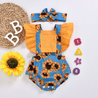 Load image into Gallery viewer, Baby Girls Color-blocking Flower Leopard Print Rompers Wholesale 23022014
