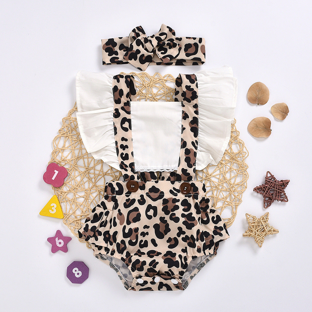 Baby Girls Color-blocking Flower Leopard Print Rompers Wholesale 23022014