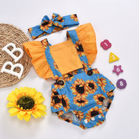 Load image into Gallery viewer, Baby Girls Color-blocking Flower Leopard Print Rompers Wholesale 23022014
