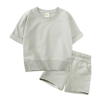 Load image into Gallery viewer, 2 Pieces Set Baby Kid Unisex Solid Color T-Shirts And Shorts Wholesale 230220175
