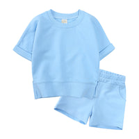 Load image into Gallery viewer, 2 Pieces Set Baby Kid Unisex Solid Color T-Shirts And Shorts Wholesale 230220175
