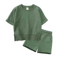 Load image into Gallery viewer, 2 Pieces Set Baby Kid Unisex Solid Color T-Shirts And Shorts Wholesale 230220175

