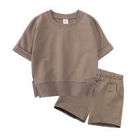 Load image into Gallery viewer, 2 Pieces Set Baby Kid Unisex Solid Color T-Shirts And Shorts Wholesale 230220175
