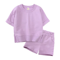 Load image into Gallery viewer, 2 Pieces Set Baby Kid Unisex Solid Color T-Shirts And Shorts Wholesale 230220175
