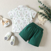 Load image into Gallery viewer, 2 Pieces Set Baby Kid Boys Easter Rabbit Bow Print Shirts And Solid Color Shorts Wholesale 230220176
