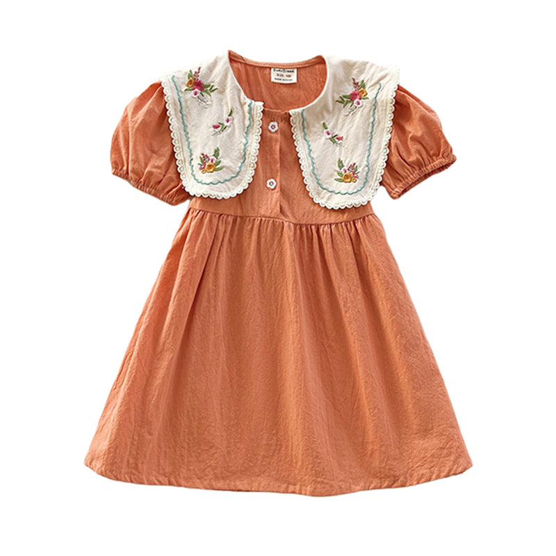 Baby Kid Girls Flower Embroidered Dresses Wholesale 230220180