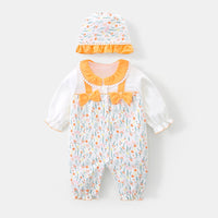 Load image into Gallery viewer, Baby Girls Color-blocking Flower Bow Print Jumpsuits Wholesale 230220223
