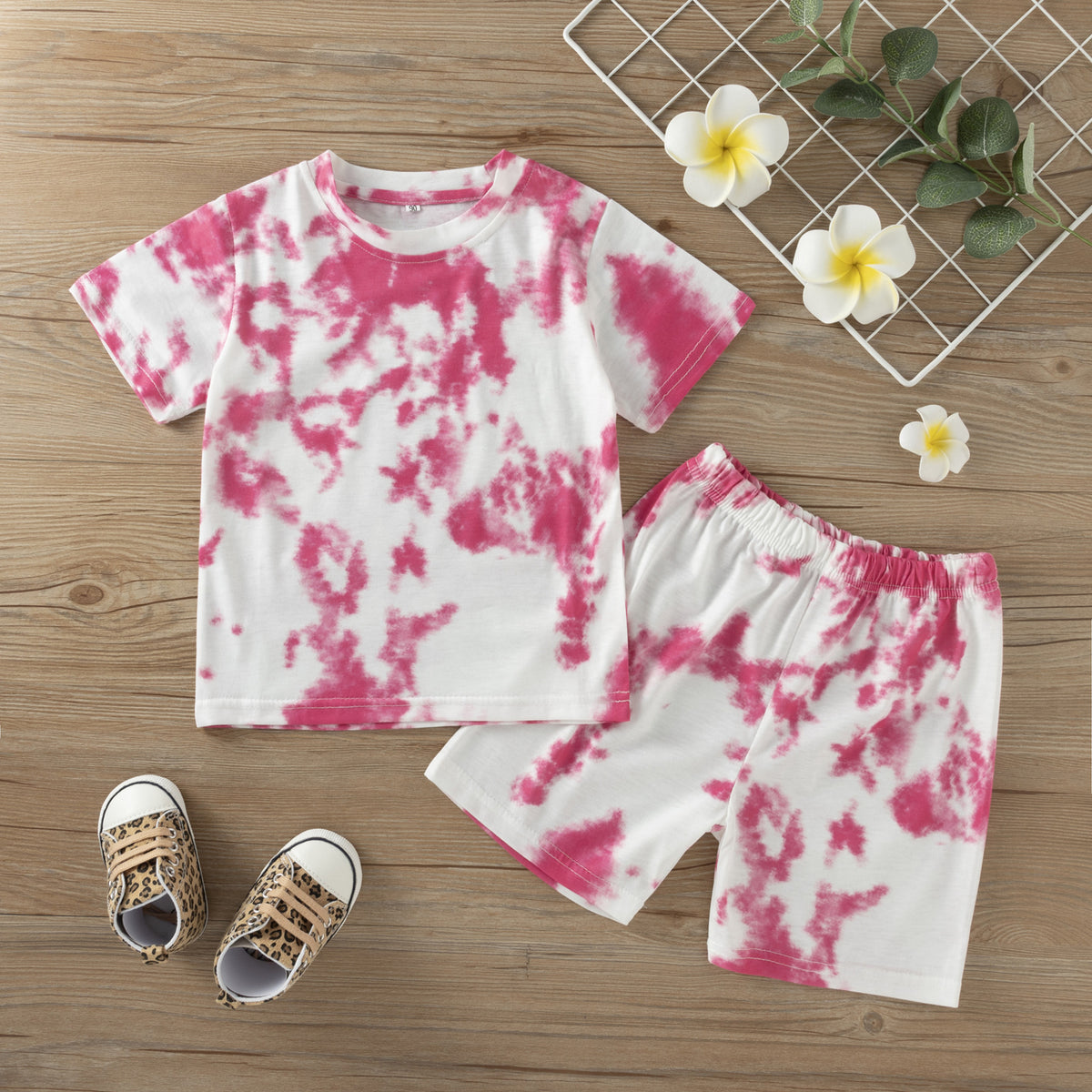 2 Pieces Set Baby Kid Girls Tie Dye T-Shirts And Shorts Wholesale 23022023
