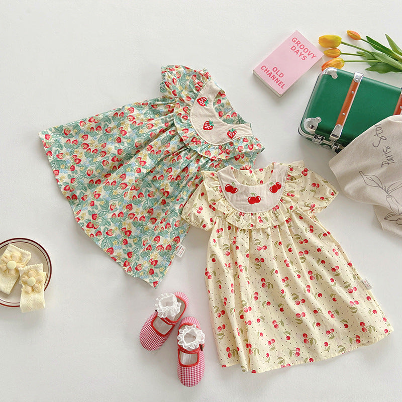 Baby Kid Girls Fruit Embroidered Print Dresses Wholesale 230220232