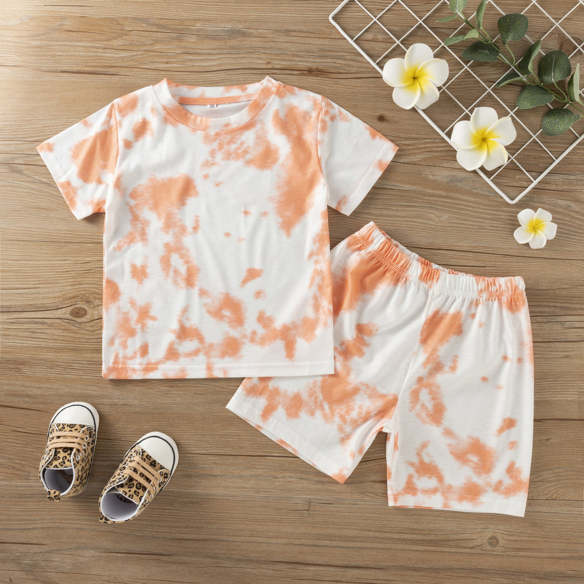 2 Pieces Set Baby Kid Girls Tie Dye T-Shirts And Shorts Wholesale 23022024