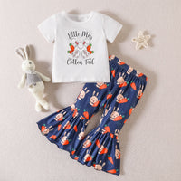 Load image into Gallery viewer, 2 Pieces Set Baby Kid Girls Easter Letters Rabbit Cartoon Print T-Shirts And Pants Wholesale 23022090
