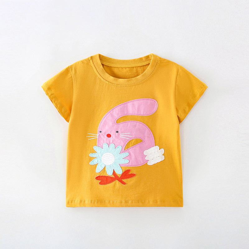 Baby Kid Girls Flower Cartoon T-Shirts Wholesale 23022097