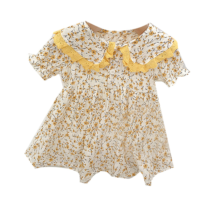 Baby Kid Girls Flower Print Dresses Wholesale 23022106