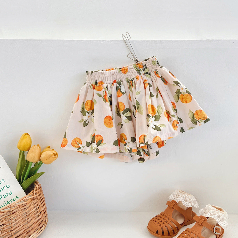 Baby Kid Girls Flower Fruit Print Shorts Wholesale 230222114